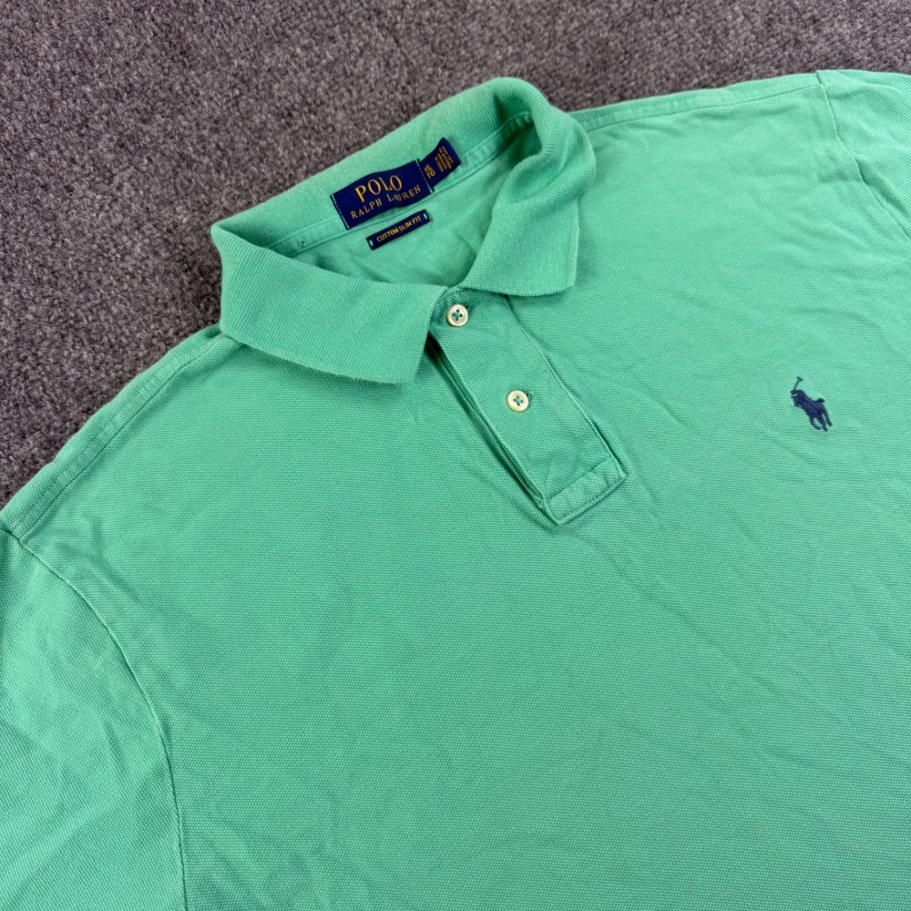 Polo Ralph Lauren Polo Shirt XL Green Custom Slim Fit Short Sleeve Mens